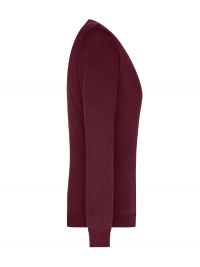 Pullover Damen Weinrot mit V-Ausschnitt und Rippbündchen